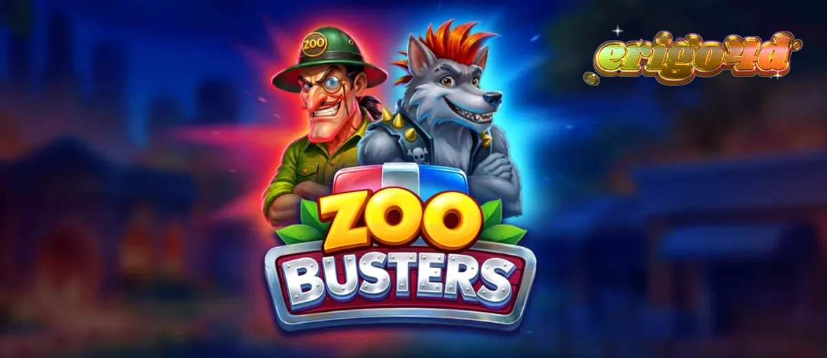 Tampilan visual slot Zoo Busters dengan karakter hewan bergaya punk