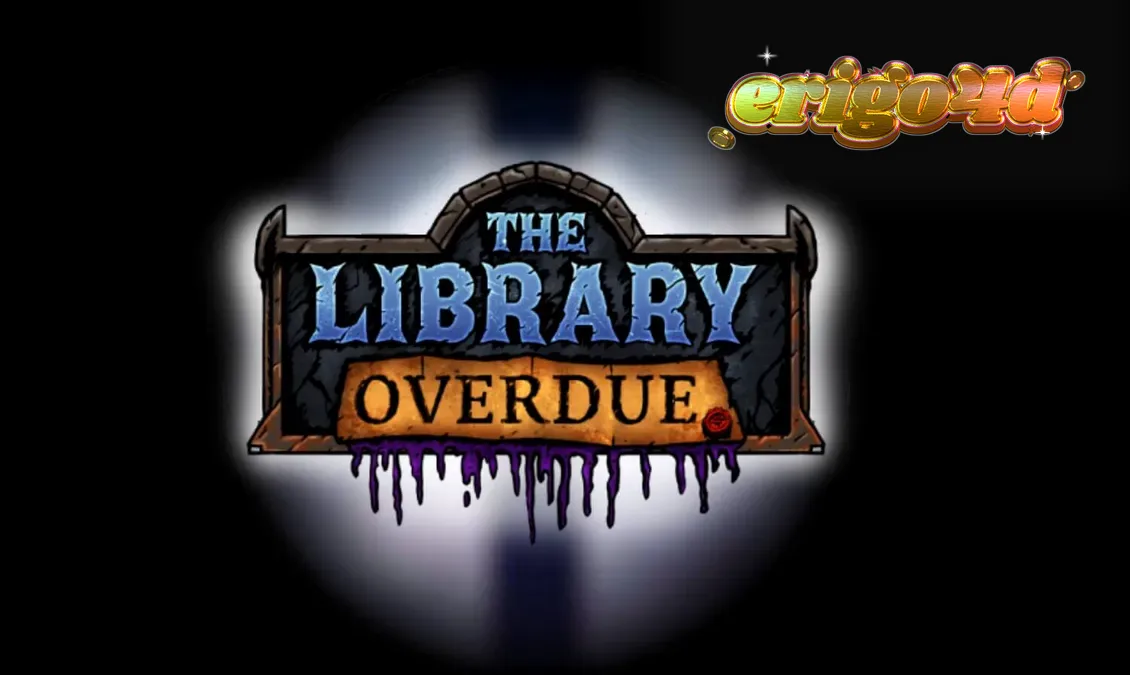 Tampilan visual slot The Library Overdue dengan nuansa gotik dan misterius
